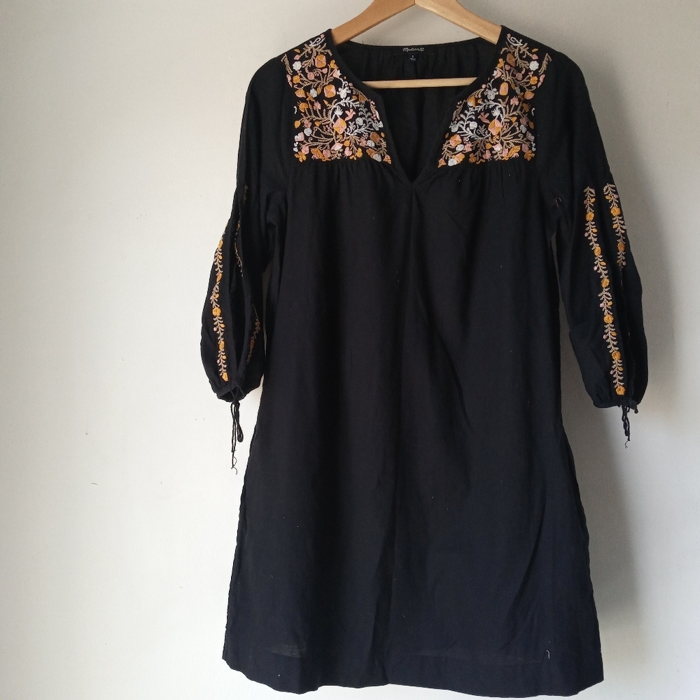 Madewell S Embroidered Slit Sleeve Dress As Is - Picture 2 of 14